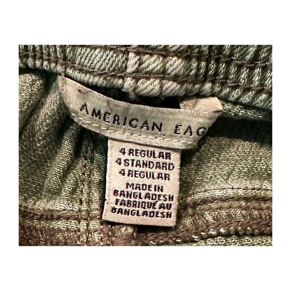 American Eagle Size 4 Drawstring Elastic Waist Green Denim Joggers - Picture 3 of 5